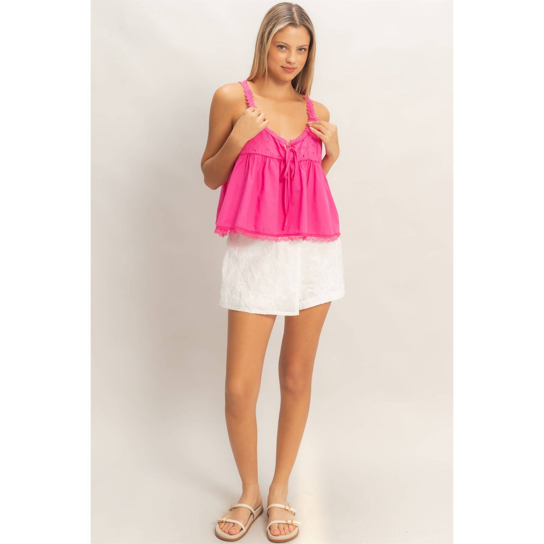 Scalloped Lace Trim Tank Top