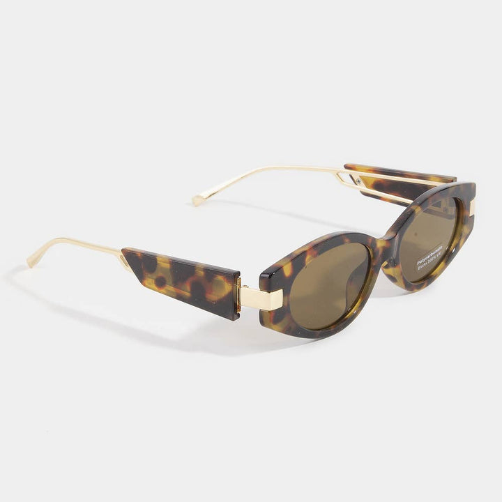 Slim Retro Oval Cat Eye Metal Brow Sunglasses