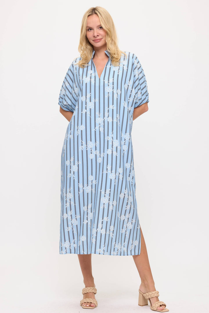 Striped and Floral Maxi Dress