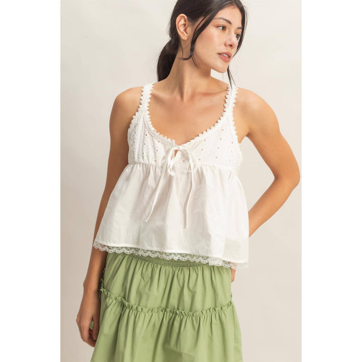 Scalloped Lace Trim Tank Top