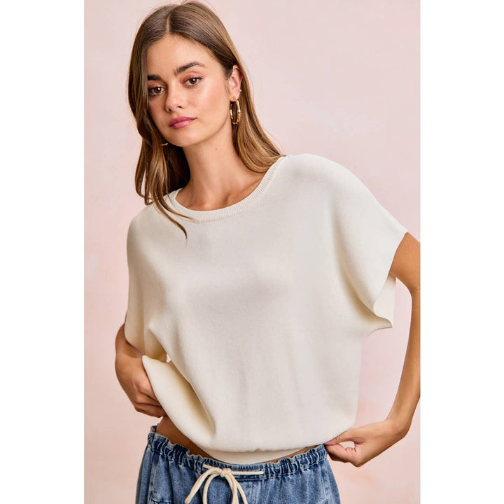Women's Short Sleeve - SHORT DOLMAN SLEEVES LIGHTWEIGHT SOFT KNIT TOP - - Cultured Cloths Apparel