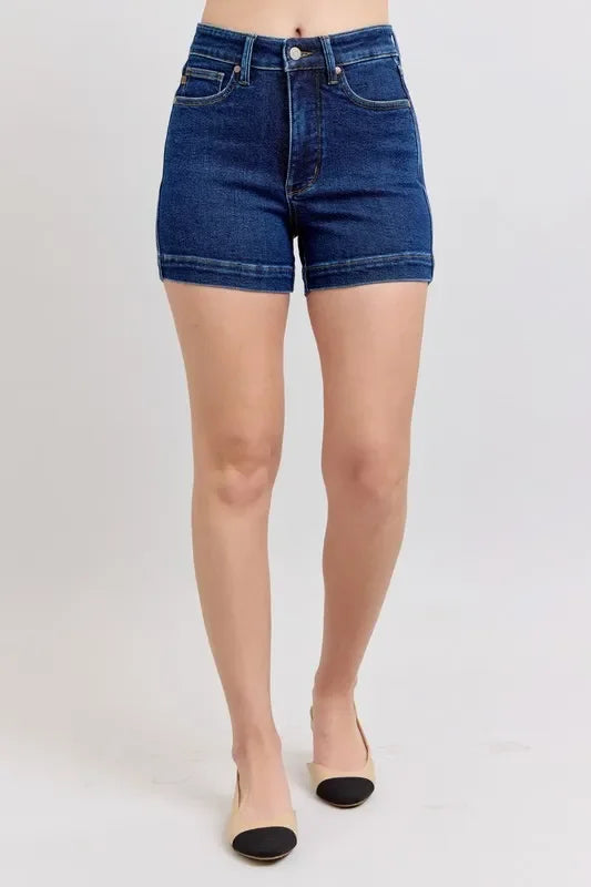 Women's Shorts - Judy Blue Full Size High Waist Tummy Control Denim Shorts - - Cultured Cloths Apparel
