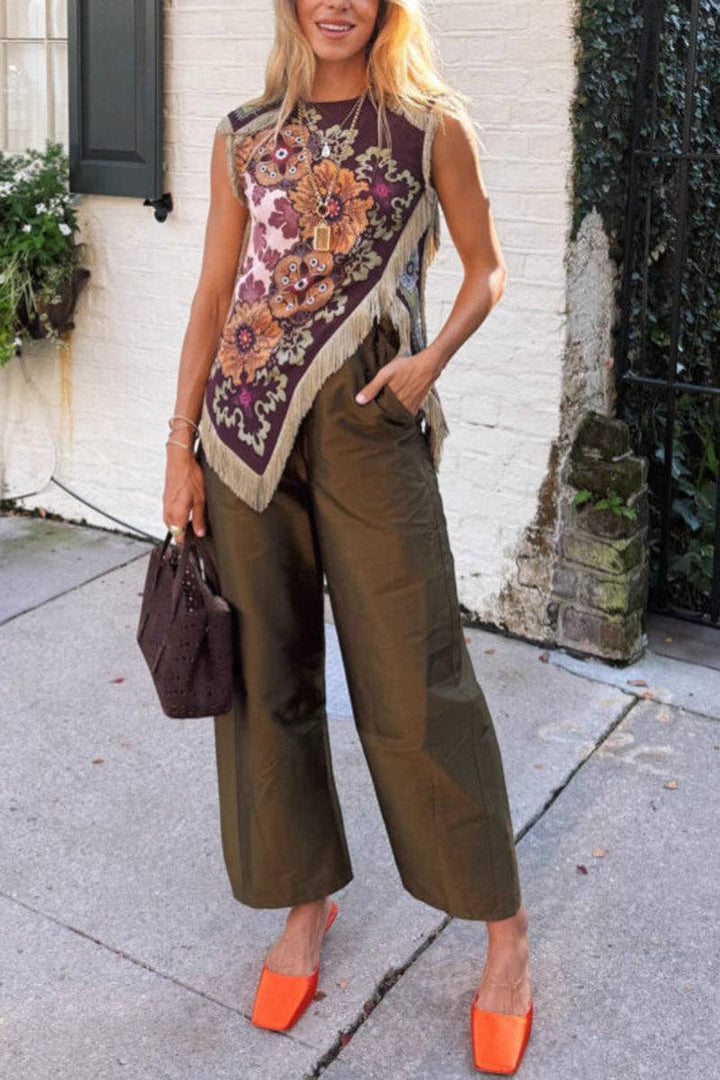 Asymmetrical Fringe Cross Top