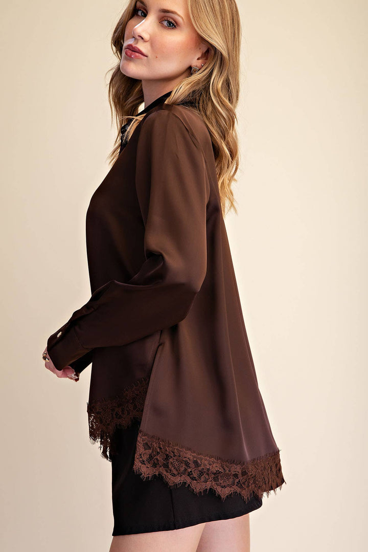 Lace Satin Effect Shirt