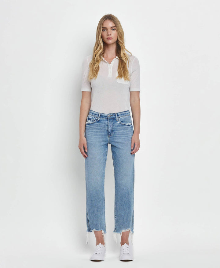 - HIGH RISE REGULAR STRAIGHT JEANS T6478 - - Cultured Cloths Apparel