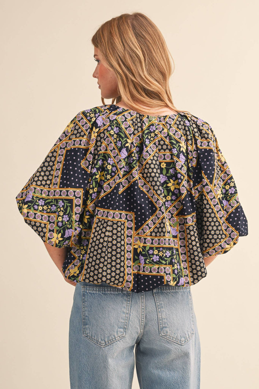 - FLORAL PRINT BUBBLE TOP - - Cultured Cloths Apparel