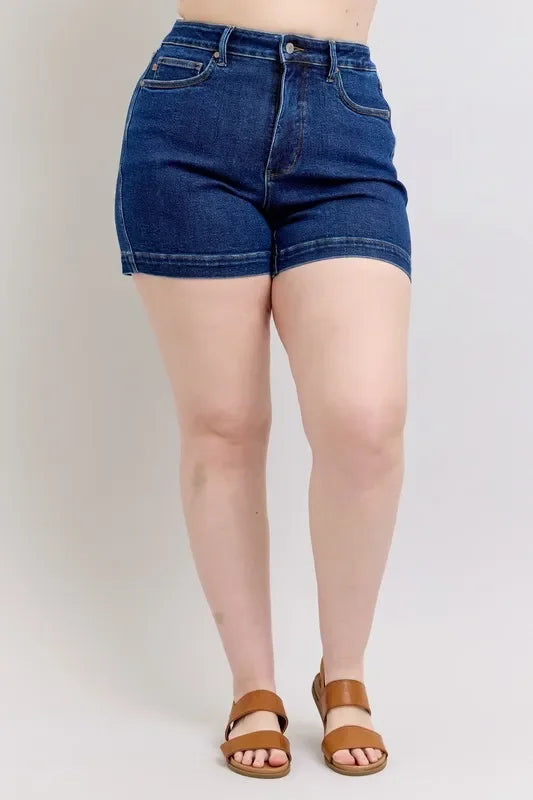 Women's Shorts - Judy Blue Full Size High Waist Tummy Control Denim Shorts - - Cultured Cloths Apparel