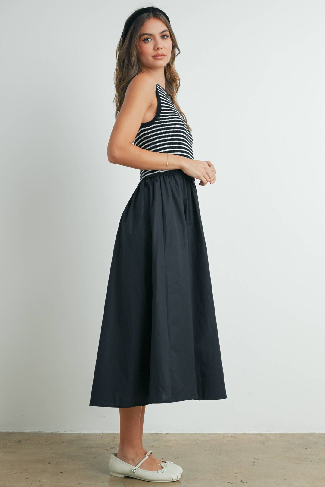 Striped Sleeveless Maxi Dress with PocketS