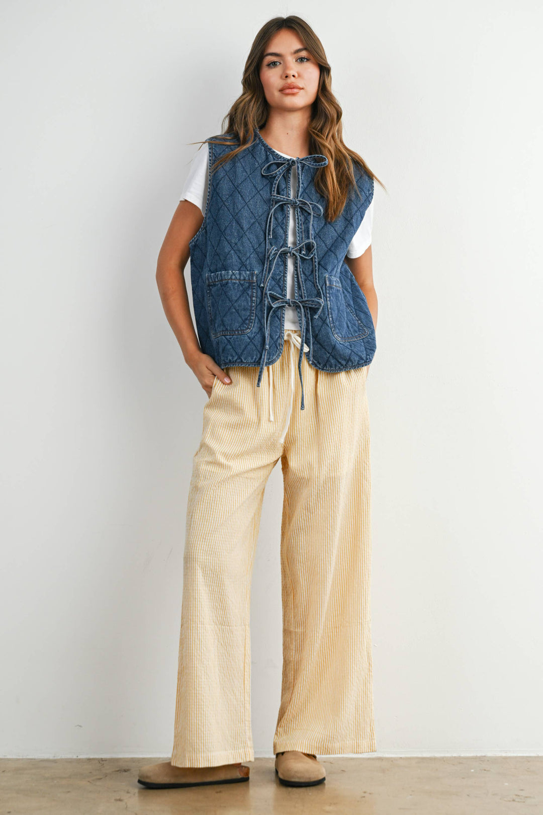 Pants - Drawstring Waist Striped Pants - - Cultured Cloths Apparel