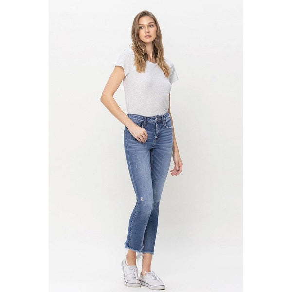 Denim - Mid Rise Crop Slim Straight Jeans -  - Cultured Cloths Apparel