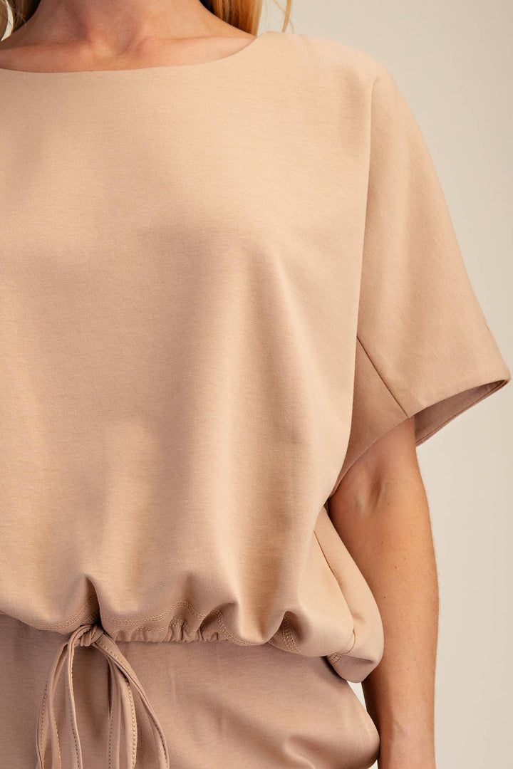 - Round Neck Asymmetrical Hem Adjustable With Ties Top - - Cultured Cloths Apparel