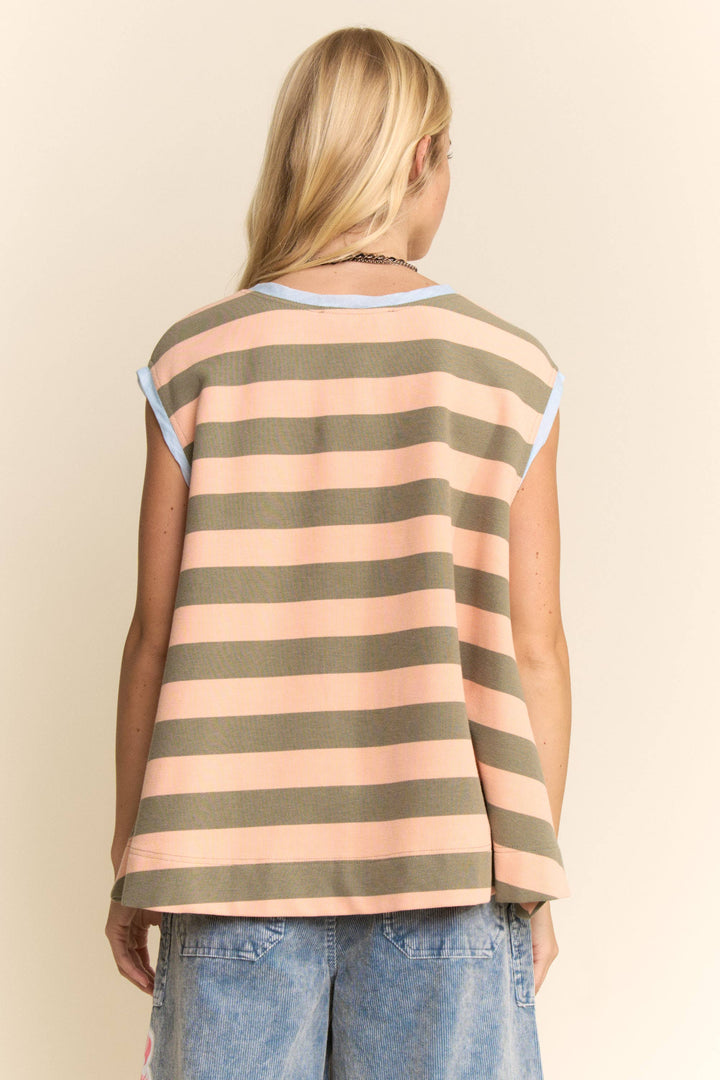 STRIPED SLEEVELESS RELAXED FIT TOP