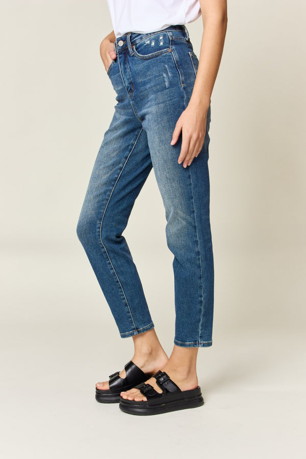 Denim - Judy Blue Full Size Tummy Control High Waist Slim Jeans -  - Cultured Cloths Apparel