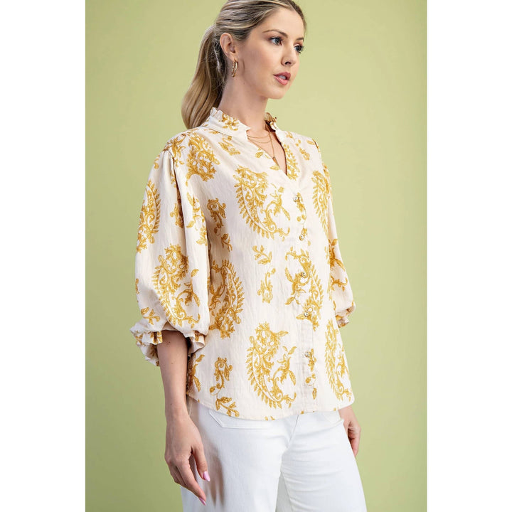 Women's 3/4 Sleeve - Balloon Sleeves Blouse - - Cultured Cloths Apparel
