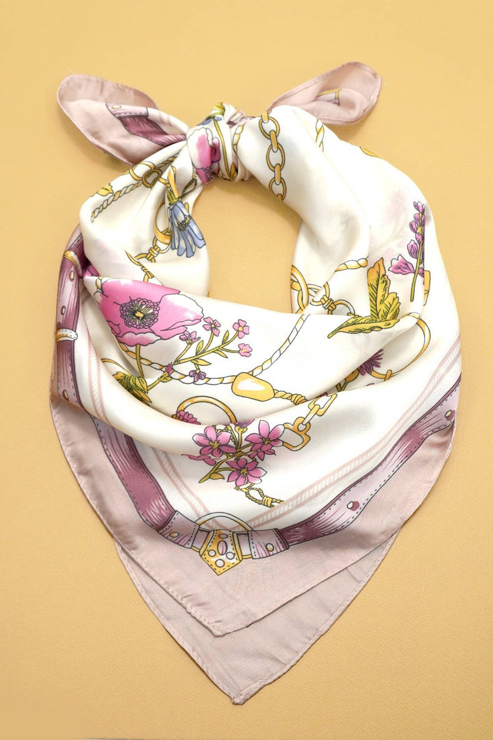 Accessories, Scarves - Vintage Floral Print Bandana Scarf - Pink - Cultured Cloths Apparel