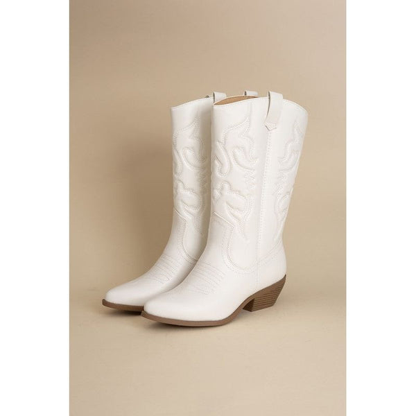 Shoes - Rerun Western Boots - WHITE - Cultured Cloths Apparel