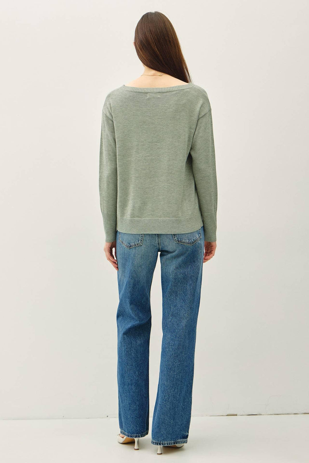 WOOL BLENDED ULTRA SOFT BOAT NECK BASIC SWEATER
