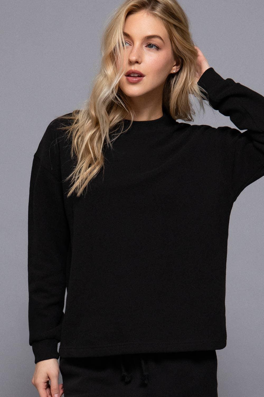 Women's Sweaters - Long Sleeve Round Neck Soft Knit Top - black - Cultured Cloths Apparel