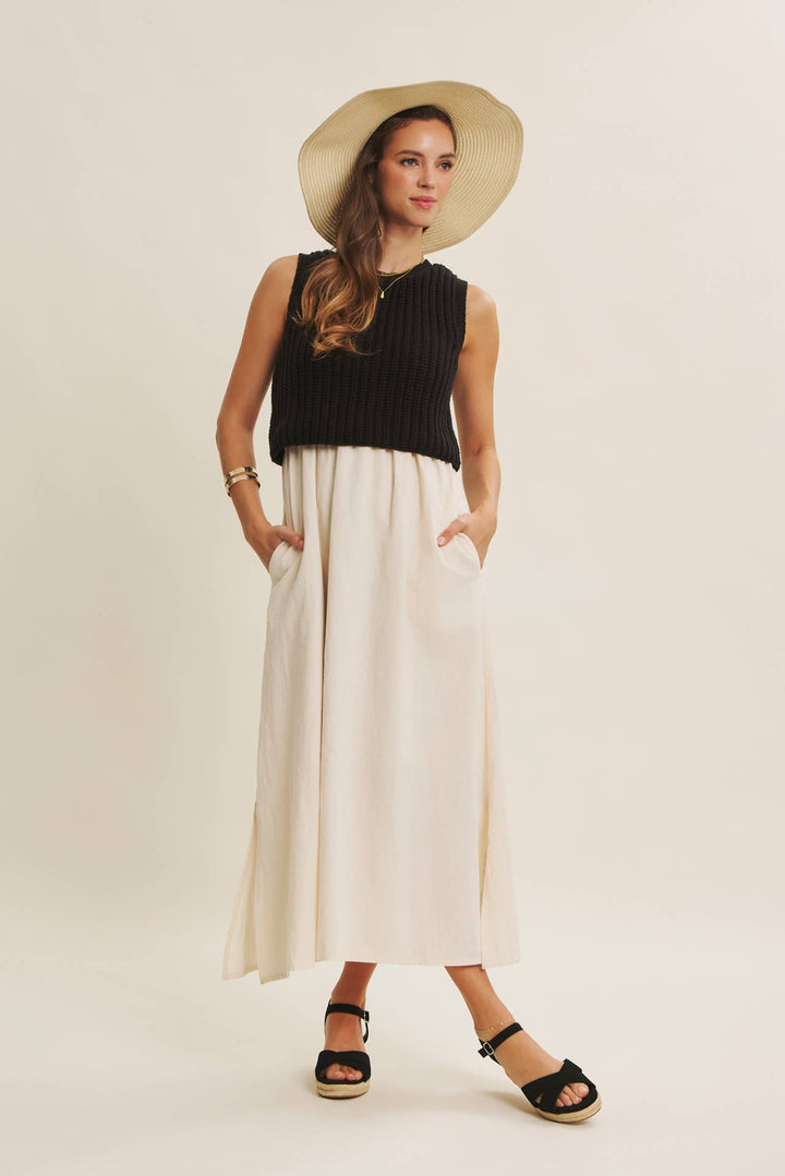 Women's Dresses - TRUE CUSTOMER FAVORITE CHUNKY SWEATER TWOFER MIDI DRESS - - Cultured Cloths Apparel