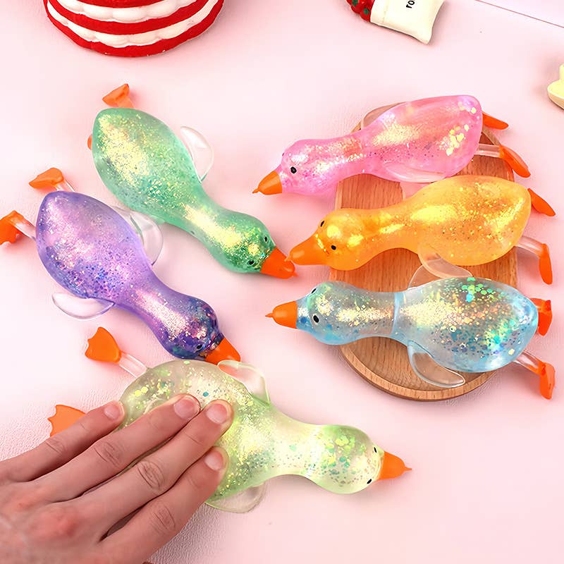 Accessories, Toys - Cute Goose Duck Glitter Squishy Squeeze Toy Fidget Toy - - Cultured Cloths Apparel