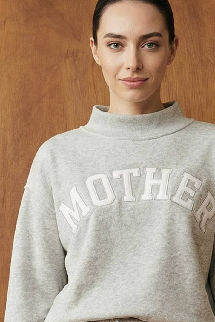 Women's Sweaters - 'MOTHER' Embroidered Mock Neck Sweatshirt - - Cultured Cloths Apparel