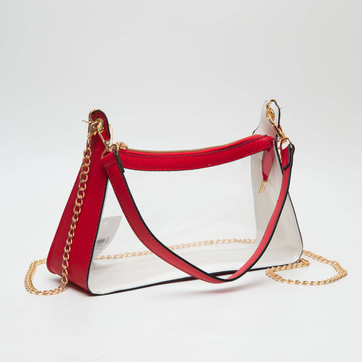 - Marilyn Clear Satchel Bag With Chain Strap - - Cultured Cloths Apparel