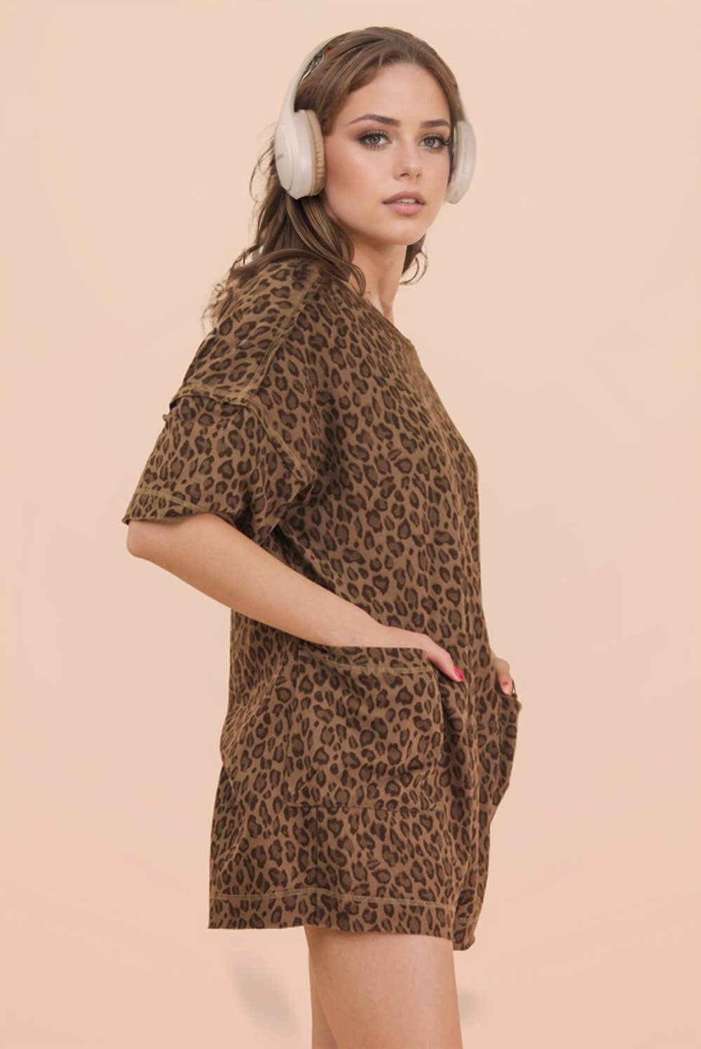 Women's Rompers - Leopard Printed Knit Comfy Romper - SMALL - Cultured Cloths Apparel