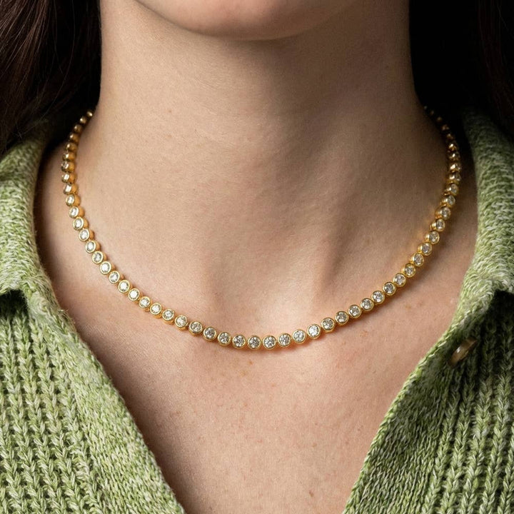 Accessories, Necklaces - Gold Dipped Cz Tennis Chain Necklace - GOLD - Cultured Cloths Apparel