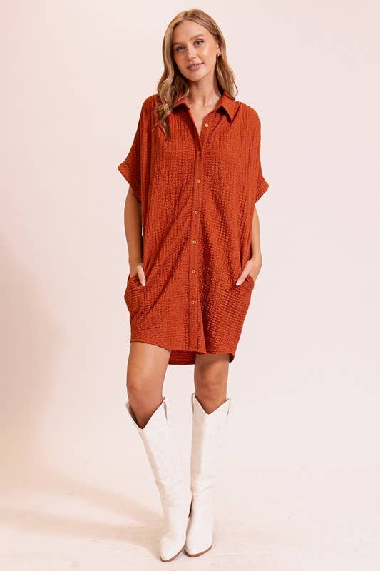 Dresses - Boho Gal Textured T Shirt Dress - - Cultured Cloths Apparel