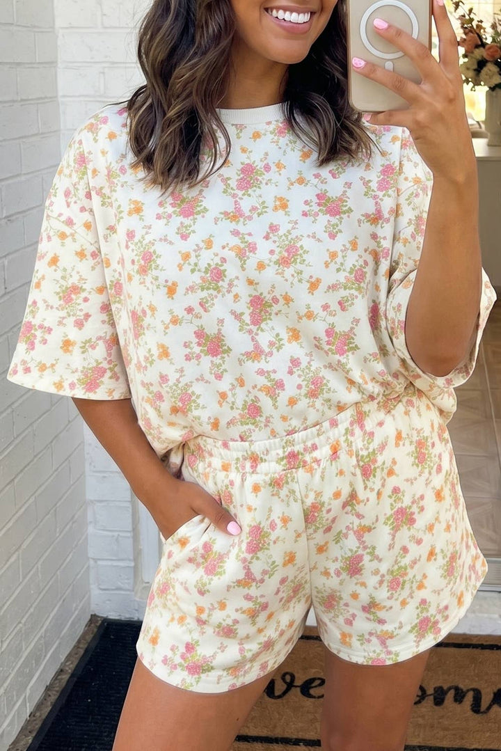 Floral Oversized Tee and Shorts Set (S-XL)