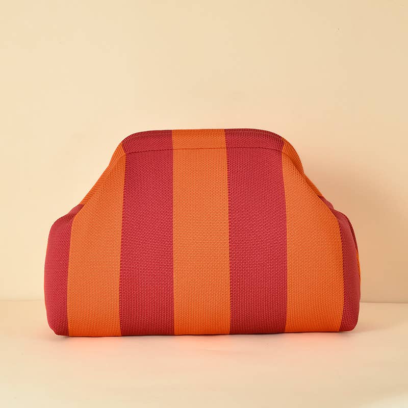 Compact Urban Chic Stripe Design Clutch Bag Makeup Pouch