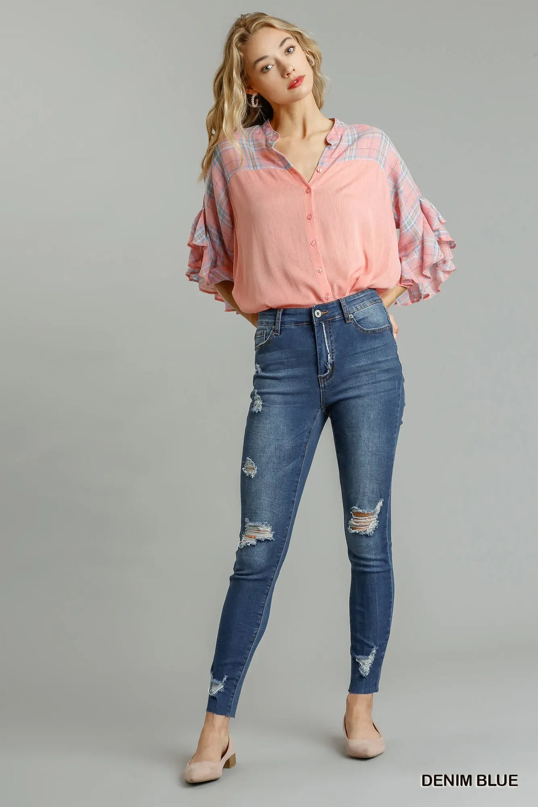 Denim - Umgee Distressed Skinny Jeans with Pockets - - Cultured Cloths Apparel
