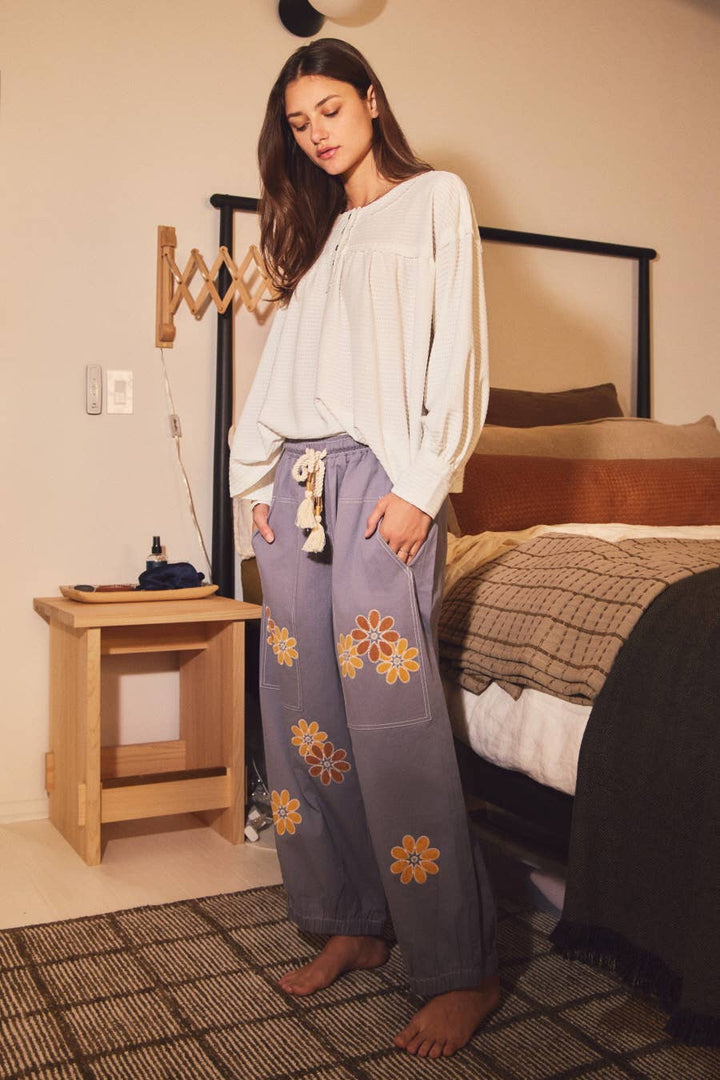 Pants - Floral Relaxed-fit Cropped Pants - - Cultured Cloths Apparel