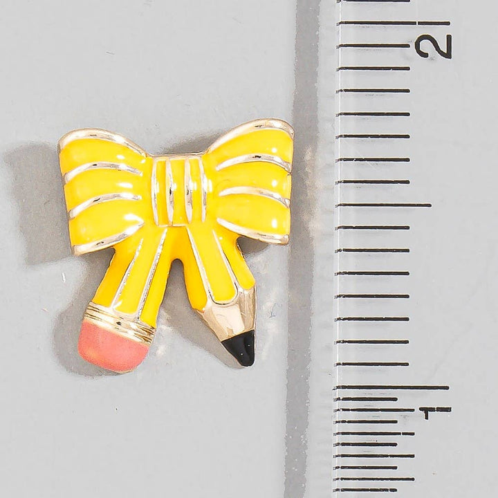 Accessories, Earrings - Enamel Pencil Bow Stud Earrings - - Cultured Cloths Apparel