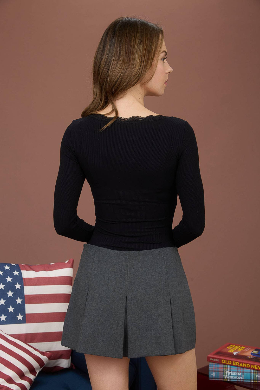 Women's Long Sleeve - LACE TRIM BUTTON DETAIL LONG SLEEVE KNIT TOP - - Cultured Cloths Apparel