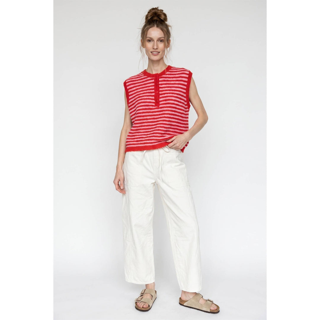 Stripe henley sweater vest