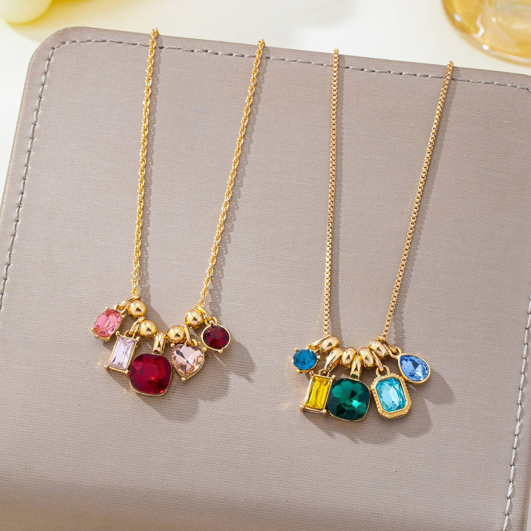 Accessories, Jewelry - Multicolor Crystal Cluster Charm Pendant Necklace | 80N93296 - - Cultured Cloths Apparel