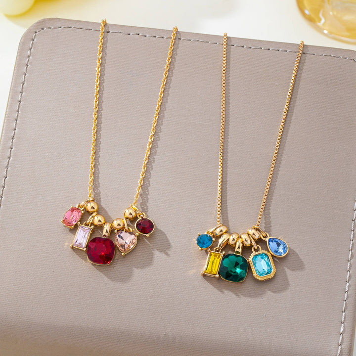 Accessories, Jewelry - Multicolor Crystal Cluster Charm Pendant Necklace | 80N93296 - - Cultured Cloths Apparel