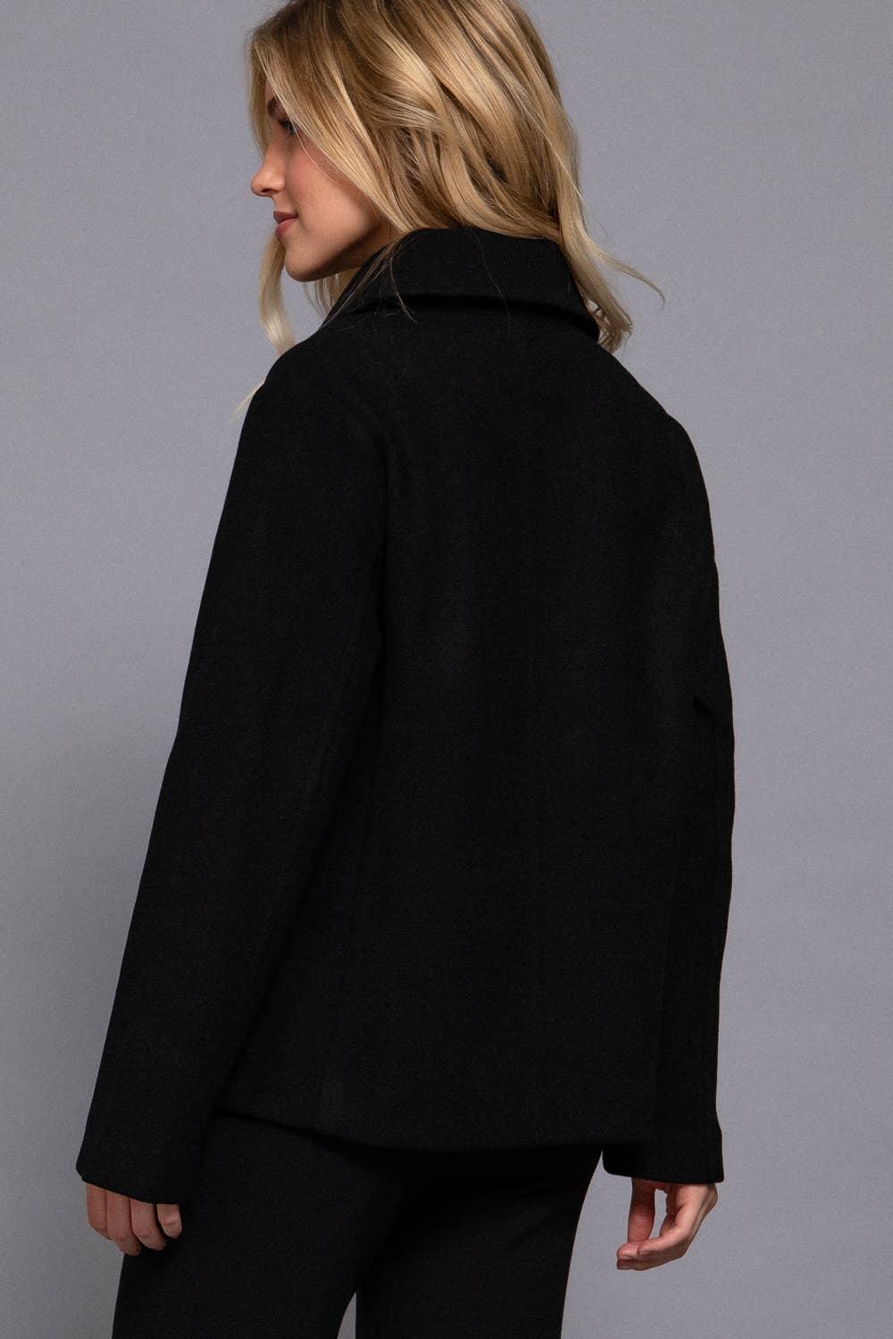 Outerwear - Long Sleeve Soft Felt Short Peacoat - LARGE - Cultured Cloths Apparel