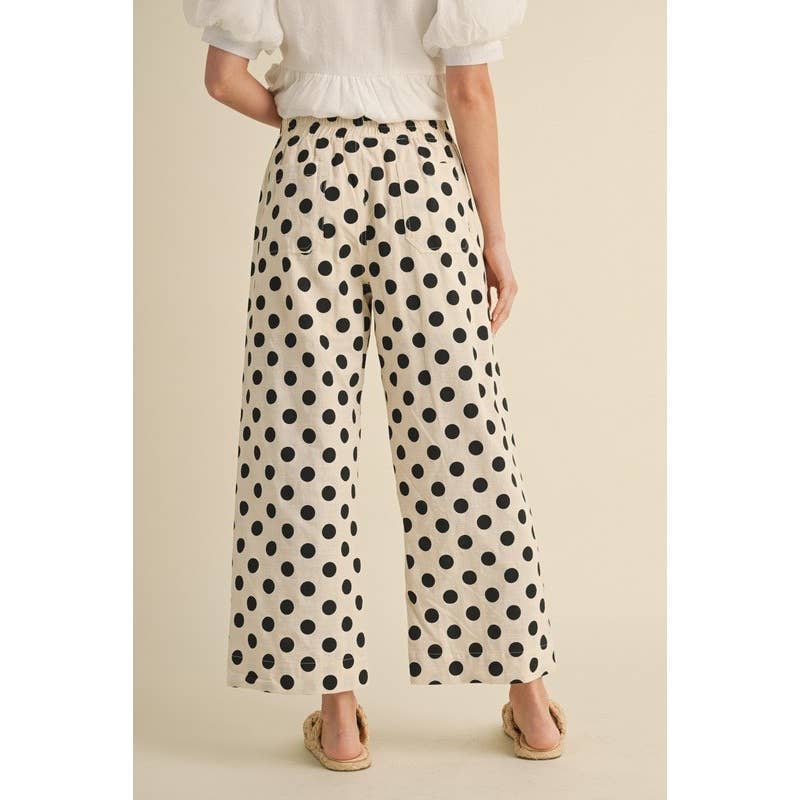 Pants - Polka dot print wide leg pants - - Cultured Cloths Apparel