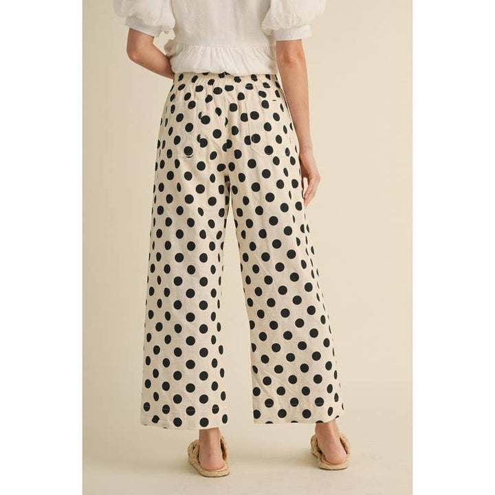 Pants - Polka dot print wide leg pants - - Cultured Cloths Apparel