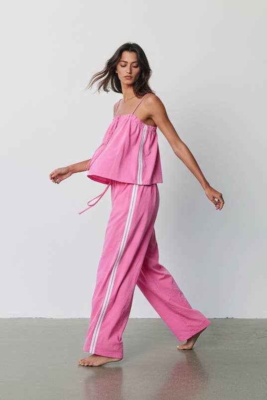 Solid Cotton Camisole & Wide-Leg Pant Set