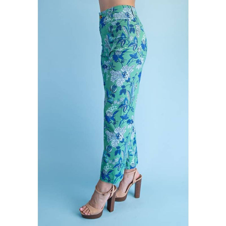 Pants - Floral Ankle Cropped Pants - - Cultured Cloths Apparel
