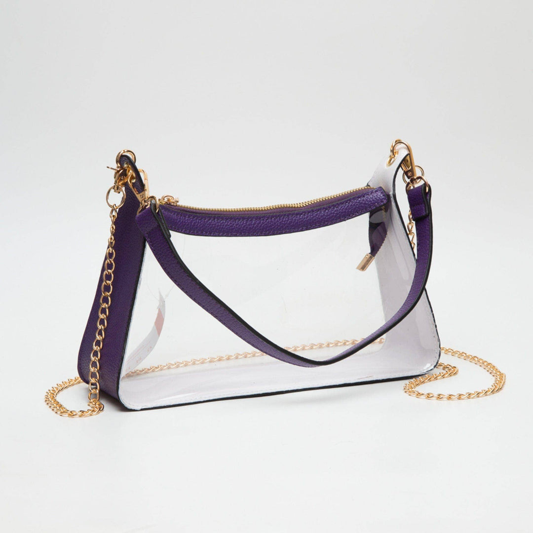 - Marilyn Clear Satchel Bag With Chain Strap - - Cultured Cloths Apparel