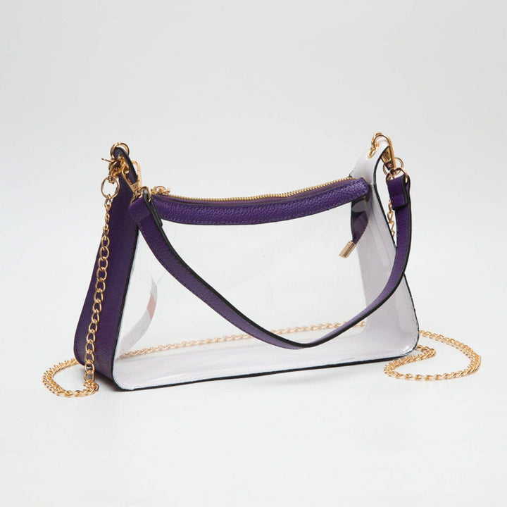 - Marilyn Clear Satchel Bag With Chain Strap - - Cultured Cloths Apparel