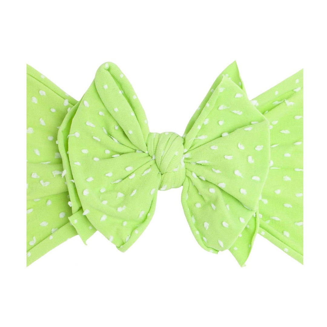 Accessories - Baby Bling® Shabby Dot FAB-BOW-LOUS® soft nylon bow headband - Tomatillo/White dot - Cultured Cloths Apparel