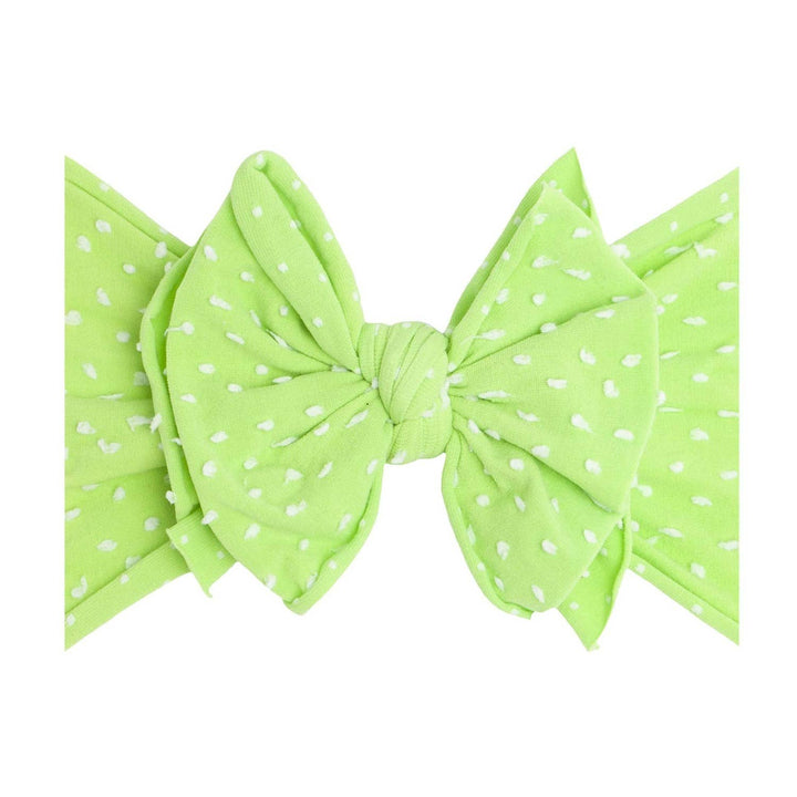 Accessories - Baby Bling® Shabby Dot FAB-BOW-LOUS® soft nylon bow headband - Tomatillo/White dot - Cultured Cloths Apparel