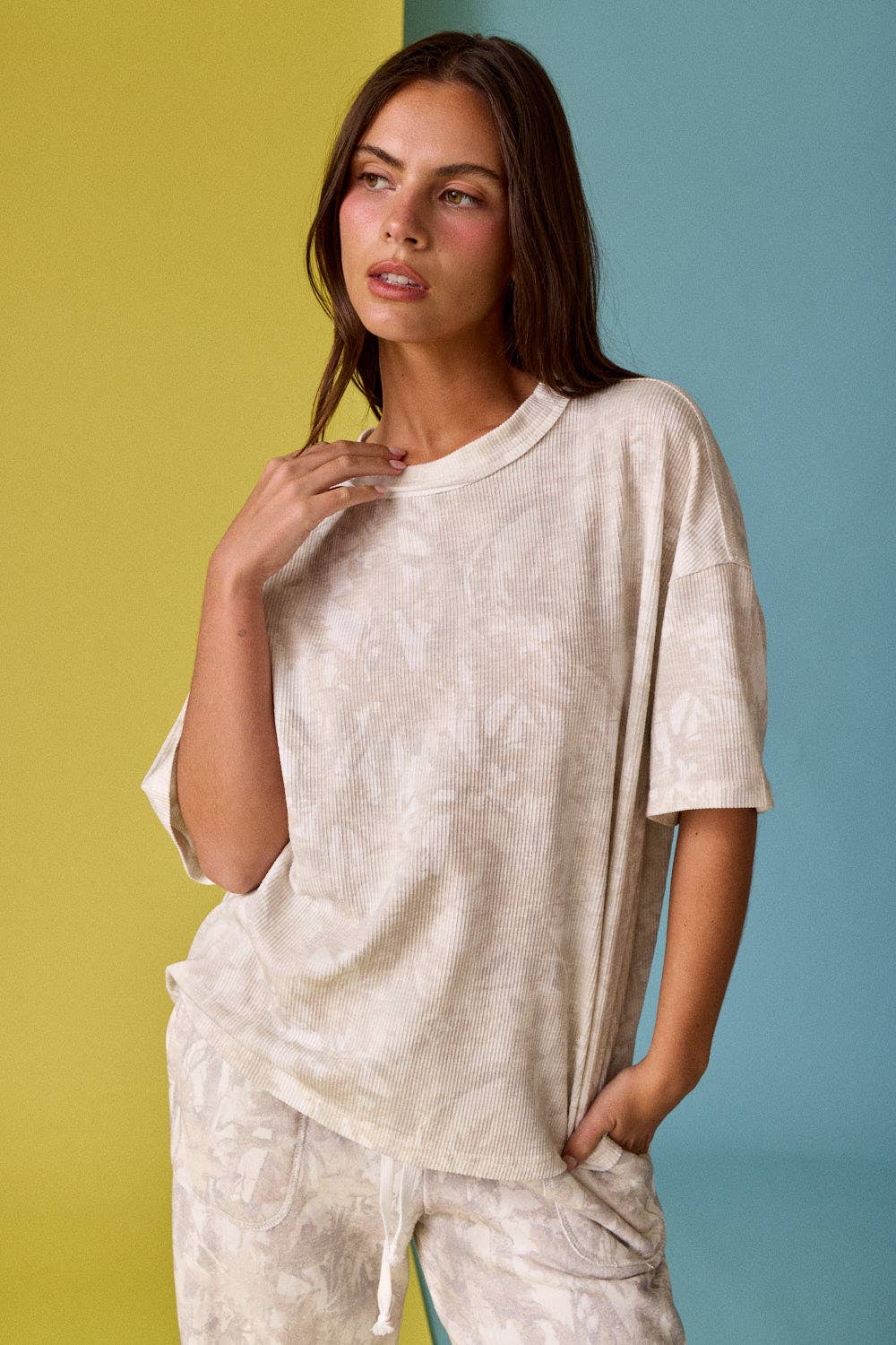 CAMO RIBBED LOOSE FIT SHIRT