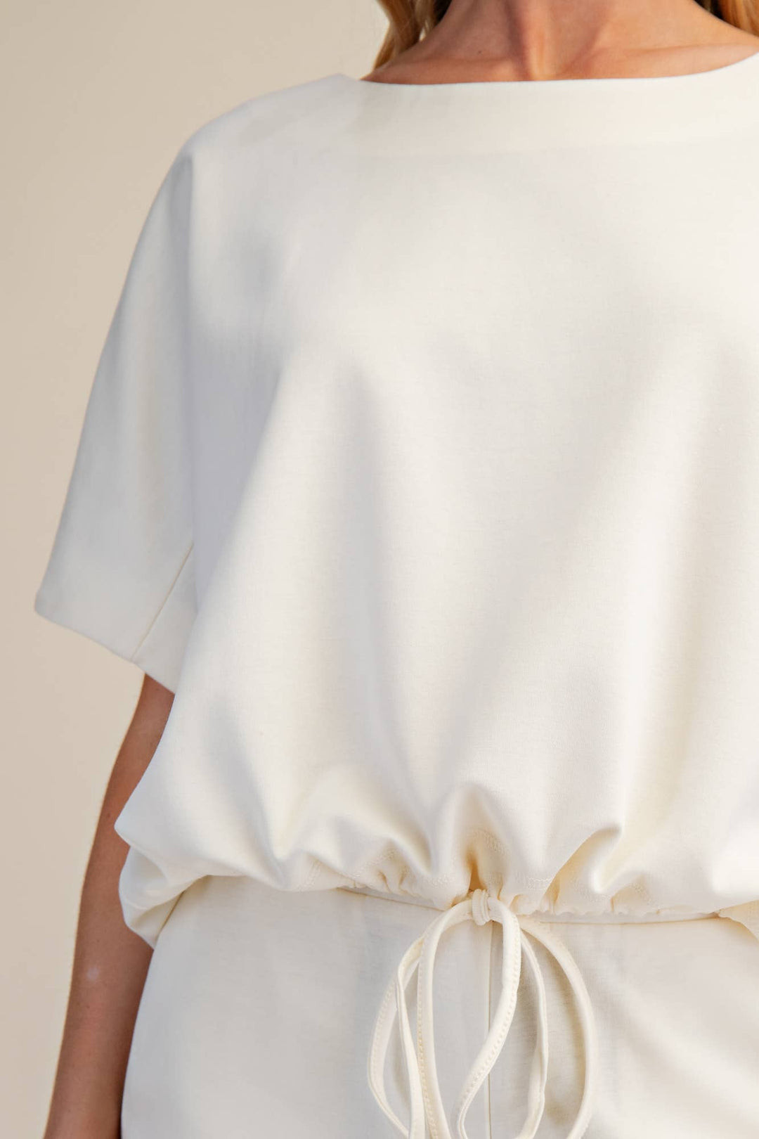 - Round Neck Asymmetrical Hem Adjustable With Ties Top - - Cultured Cloths Apparel