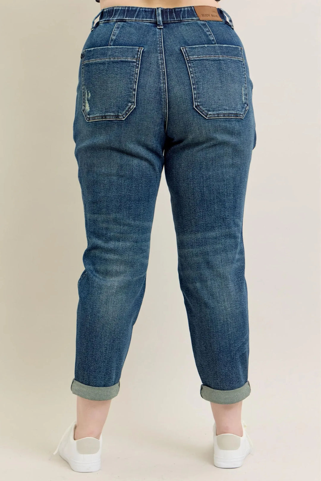 Denim - Judy Blue Full Size HW Vintage Wash Jeans w/ Drawstring Plus Size - - Cultured Cloths Apparel
